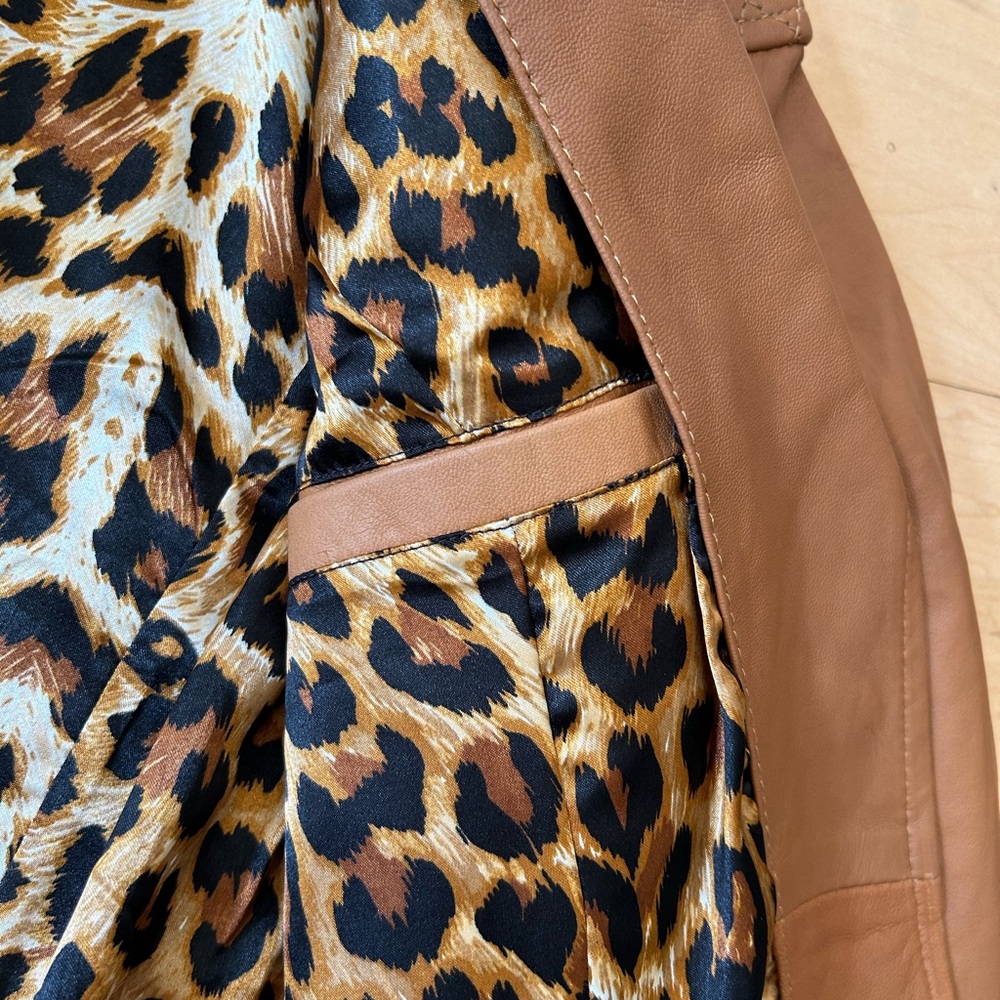 Brown Leather Biker Jacket - Picture 5 of 5